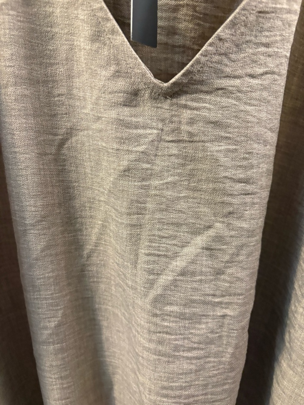 New Soft Olivia & Martin V-Neck Tie-Hem Embroidered Sleeve Top - Taupe - Picture 7 of 11